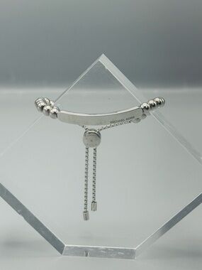 Michael Kors Polished Silver Beaded ID Slider Bracelet